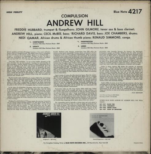 Andrew Hill Compulsion!!!!! - 1st - NY vinyl LP album (LP record) US A2TLPCO675400