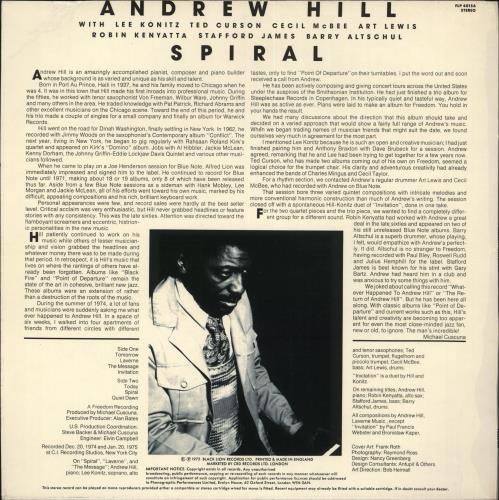 Andrew Hill Spiral vinyl LP album (LP record) UK A2TLPSP707349