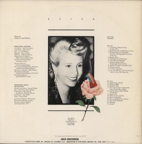Andrew Lloyd Webber & Tim Rice Evita 2-LP vinyl record set (Double LP Album) Japanese A6H2LEV873074