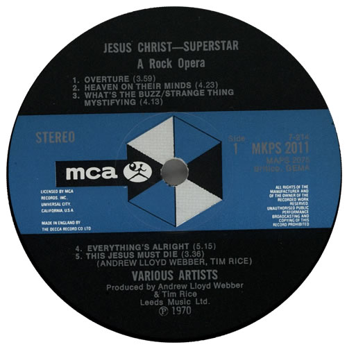 Andrew Lloyd Webber & Tim Rice Jesus Christ Superstar 2-LP vinyl record set (Double LP Album) UK A6H2LJE491981