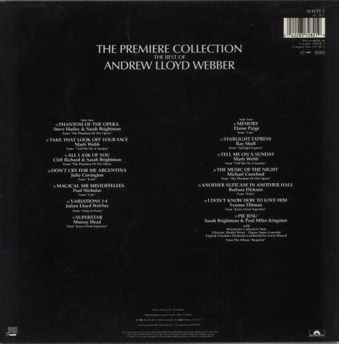 Andrew Lloyd Webber The Premiere Collection vinyl LP album (LP record) UK ALWLPTH495545