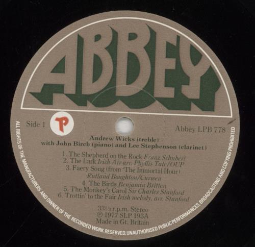 Andrew Wicks Andrew Wicks Chichester Cathedral Chorister vinyl LP album (LP record) UK 7PHLPAN856418