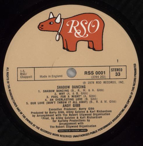 Andy Gibb Shadow Dancing vinyl LP album (LP record) UK AGILPSH290600