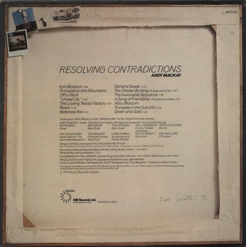 Andy Mackay Resolving Contradictions vinyl LP album (LP record) UK CKYLPRE115685