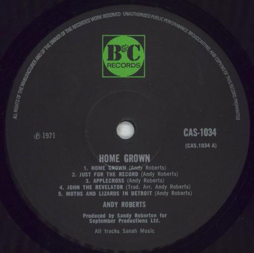 Andy Roberts Home Grown vinyl LP album (LP record) UK ND1LPHO382205