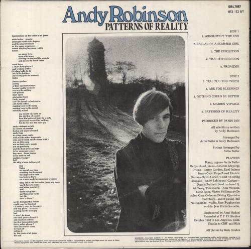 Andy Robinson Patterns Of Reality vinyl LP album (LP record) UK 51ILPPA815339