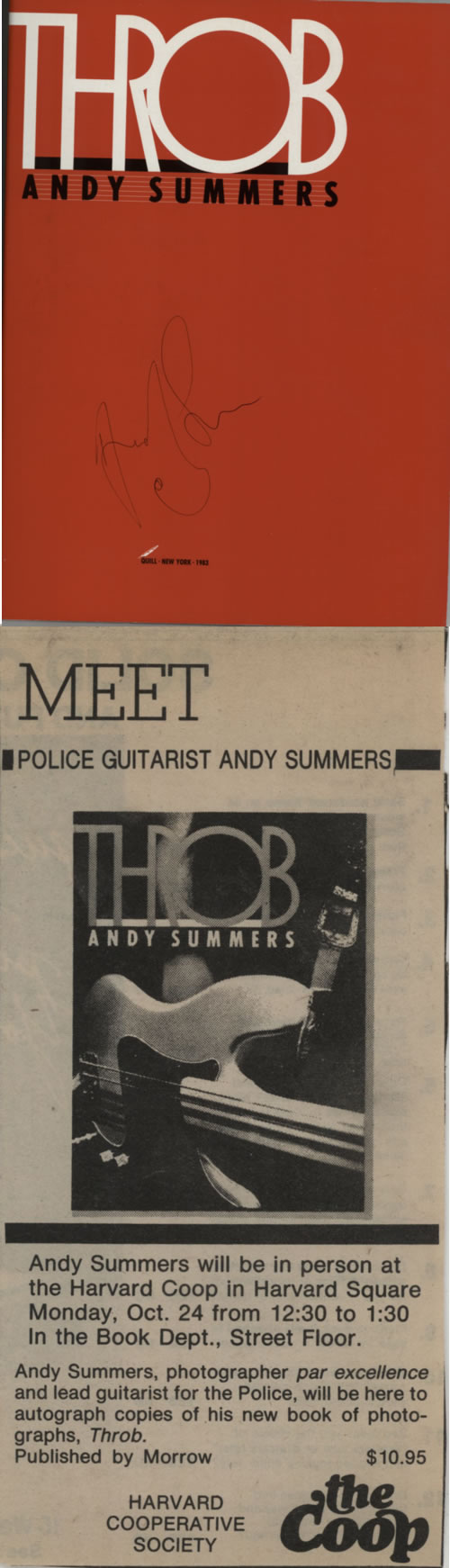 Andy Summers Throb - Autographed book US ADSBKTH286003