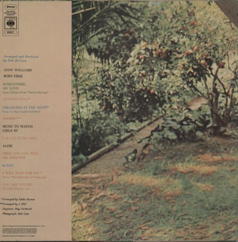 Andy Williams Born Free vinyl LP album (LP record) UK AWILPBO869018