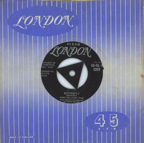Andy Williams Butterfly 7" vinyl single (7 inch record / 45) UK AWI07BU789345