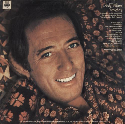 Andy Williams Love Story vinyl LP album (LP record) US AWILPLO475735