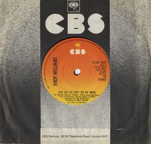 Andy Williams You Lay So Easy On My Mind 7" vinyl single (7 inch record / 45) UK AWI07YO561106