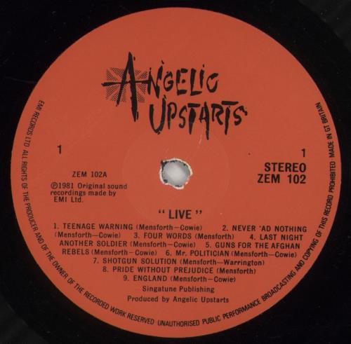 Angelic Upstarts Live - EX vinyl LP album (LP record) UK AUPLPLI809718