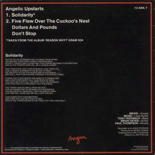 Angelic Upstarts Solidarity 12" vinyl single (12 inch record / Maxi-single) UK AUP12SO867497