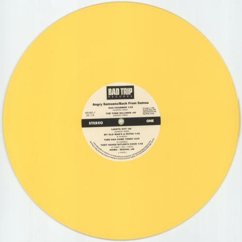 Angry Samoans Back From Samoa - Yellow Vinyl vinyl LP album (LP record) US A09LPBA879218