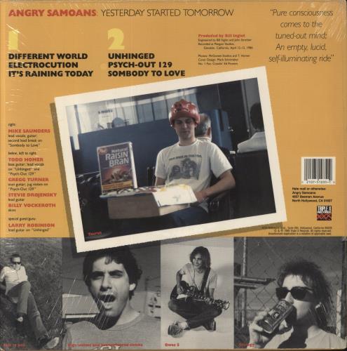 Angry Samoans Yesterday Started Tomorrow - Yellow Vinyl vinyl LP album (LP record) US A09LPYE863339