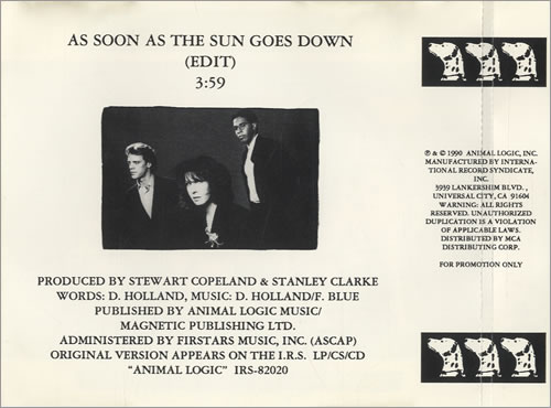 Animal Logic As Soon As The Sun Goes Down CD single (CD5 / 5") US AGCC5AS531554