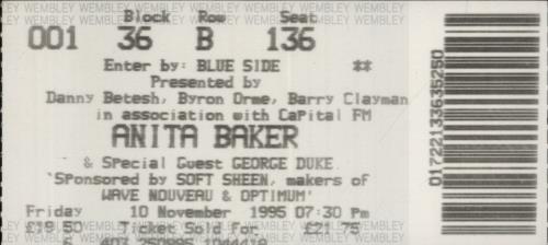 Anita Baker Anita + Ticket Stub tour programme UK ABATRAN856506