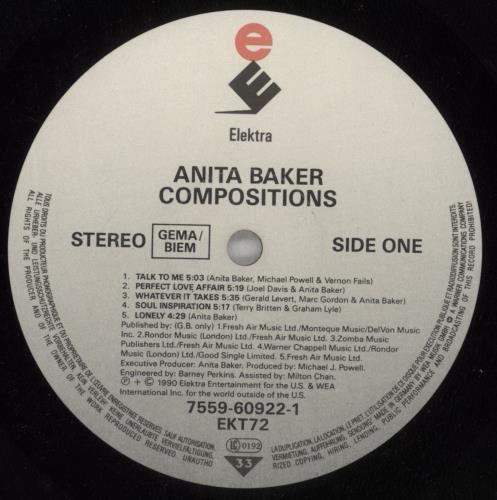 Anita Baker Compositions - Price Stickered vinyl LP album (LP record) UK ABALPCO870740