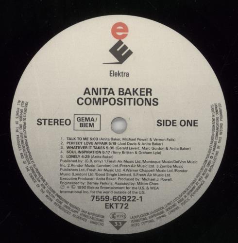 Anita Baker Compositions vinyl LP album (LP record) UK ABALPCO392151