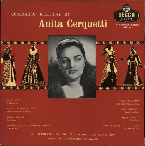 Anita Cerquetti Operatic Recital By Anita Cerquetti vinyl LP album (LP record) New Zealand A3JLPOP868130