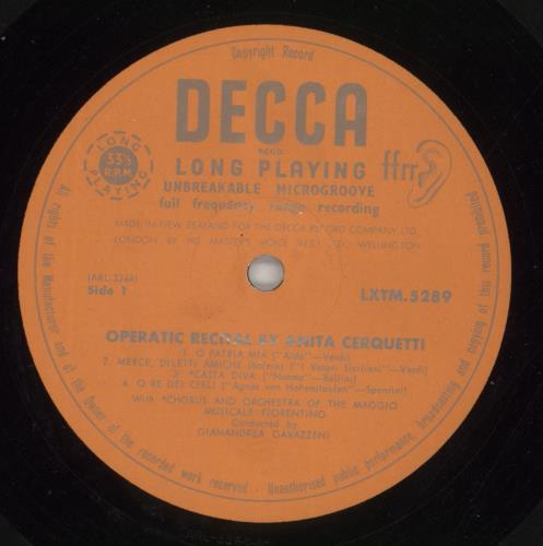 Anita Cerquetti Operatic Recital By Anita Cerquetti vinyl LP album (LP record) New Zealand A3JLPOP868130