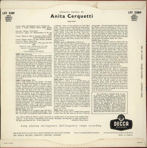 Anita Cerquetti Operatic Recital By Anita Cerquetti vinyl LP album (LP record) New Zealand A3JLPOP868130