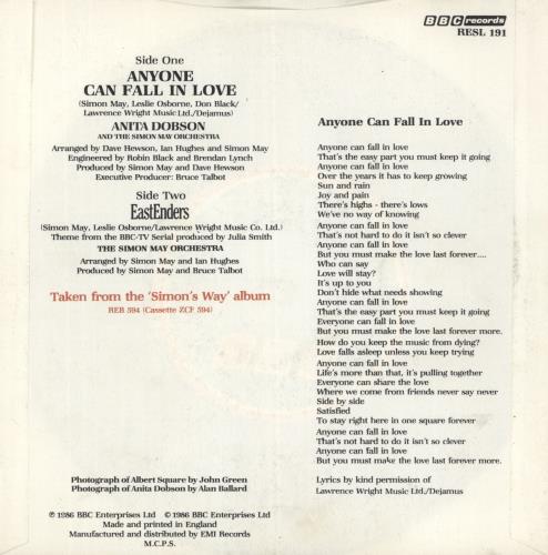 Anita Dobson Anyone Can Fall In Love 7" vinyl single (7 inch record / 45) UK ANI07AN70301