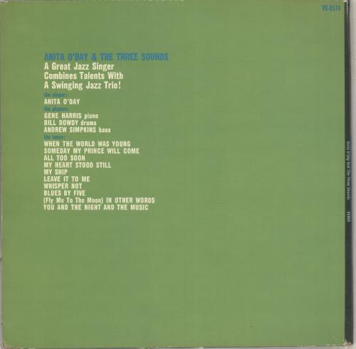 Anita O'Day Anita O'Day & The Three Sounds vinyl LP album (LP record) US AODLPAN711551