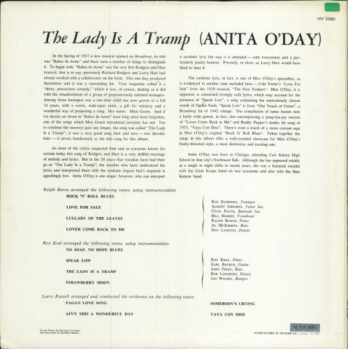 Anita O'Day The Lady Is A Tramp vinyl LP album (LP record) Japanese AODLPTH781244
