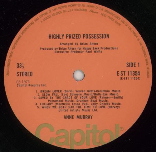 Anne Murray Highly Prized Possession vinyl LP album (LP record) UK AMYLPHI457440