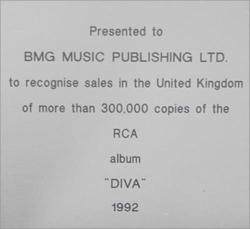 Annie Lennox Diva in-house award disc UK ANNAIDI484872