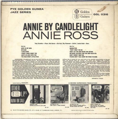 Annie Ross Annie By Candlelight vinyl LP album (LP record) UK AOSLPAN565347