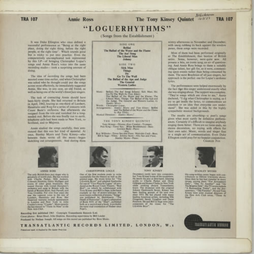 Annie Ross Loguerhythms vinyl LP album (LP record) UK AOSLPLO542234