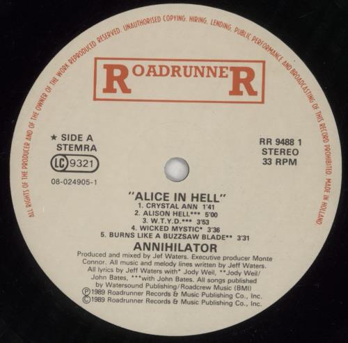 Annihilator Alice In Hell - EX vinyl LP album (LP record) UK AO-LPAL863073
