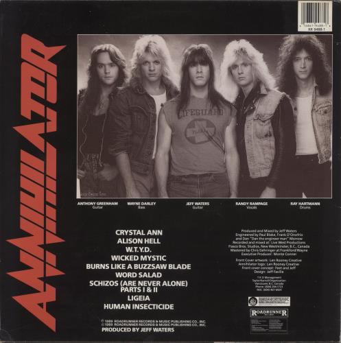 Annihilator Alice In Hell - EX vinyl LP album (LP record) UK AO-LPAL863073