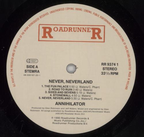 Annihilator Never, Neverland vinyl LP album (LP record) Dutch AO-LPNE862453