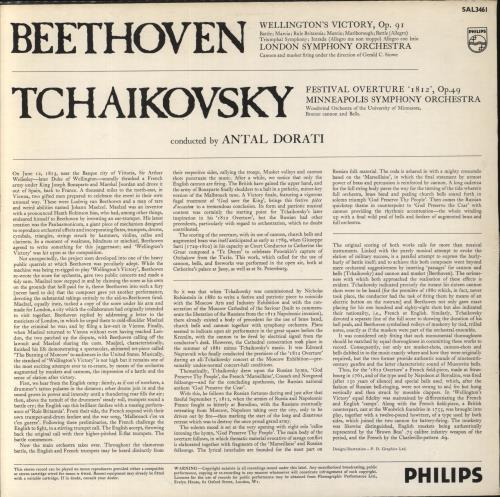Antal Dorati 1812 Festival Overture, Op. 49 (Original Scoring) / Wellington's Victory vinyl LP album (LP record) UK QNZLPFE673856