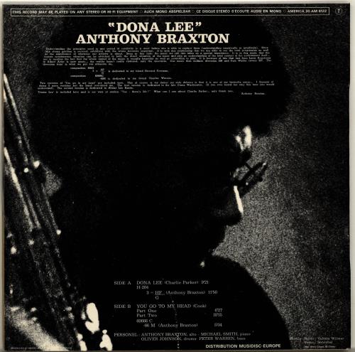 Anthony Braxton Dona Lee vinyl LP album (LP record) French A1SLPDO705097