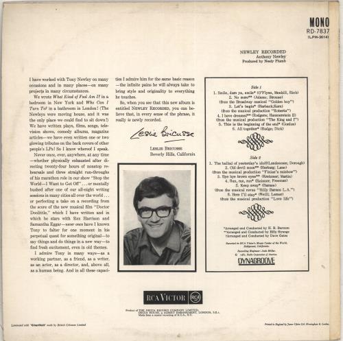 Anthony Newley Newley Recorded vinyl LP album (LP record) UK AN3LPNE711735