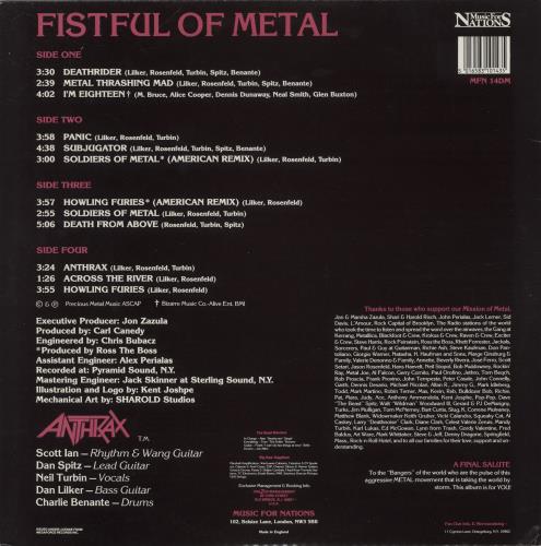 Anthrax Fistful Of Metal 2-LP vinyl record set (Double LP Album) UK ANX2LFI168418