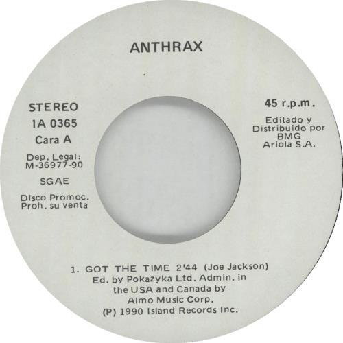 Anthrax Got The Time 7" vinyl single (7 inch record / 45) Spanish ANX07GO661627