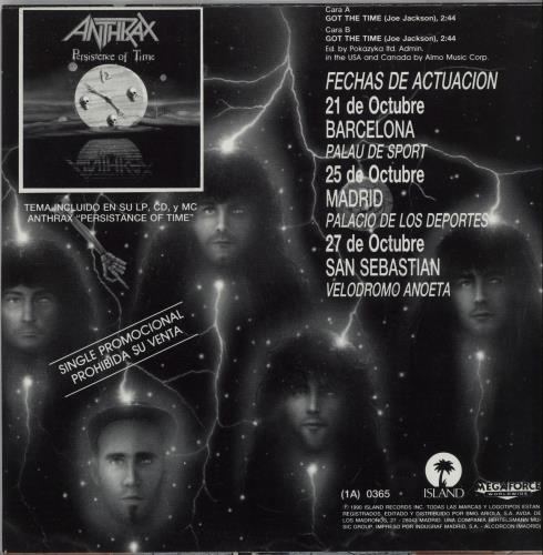 Anthrax Got The Time 7" vinyl single (7 inch record / 45) Spanish ANX07GO661627