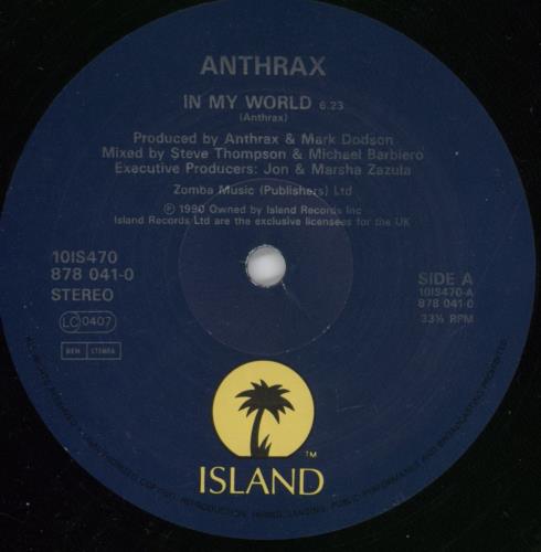 Anthrax In My World 10" vinyl single (10 inch record) UK ANX10IN00426