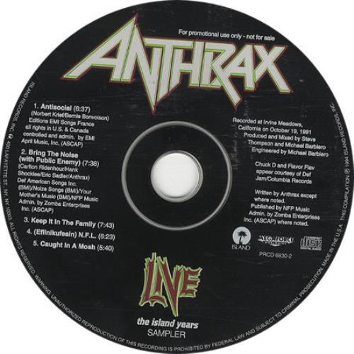 Anthrax Live CD single (CD5 / 5") US ANXC5LI37829