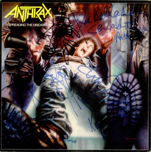 Anthrax Spreading The Disease - Autographed vinyl LP album (LP record) US ANXLPSP536583