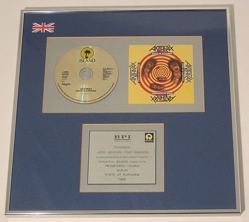 Anthrax State Of Euphoria award disc UK ANXAWST354793