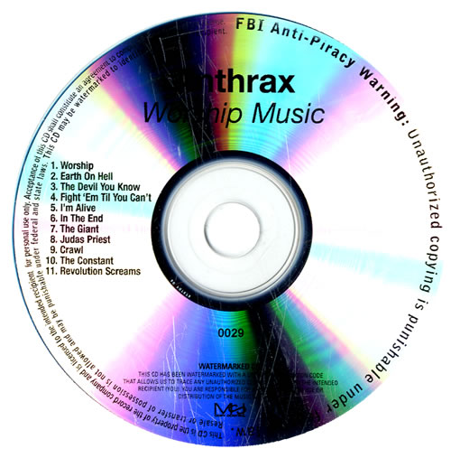 Anthrax Worship Music CD-R acetate US ANXCRWO557204