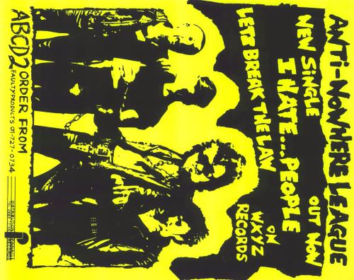 Anti-Nowhere League I Hate...People poster UK A-NPOIH797456