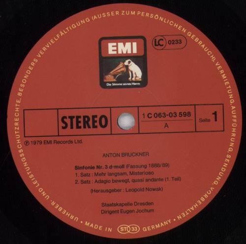 Anton Bruckner Bruckner: Sinfonie Nr. 3 vinyl LP album (LP record) German B1PLPBR833191