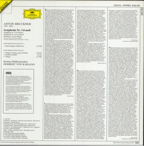 Anton Bruckner Symphonie Nr. 3 vinyl LP album (LP record) German B1PLPSY780109